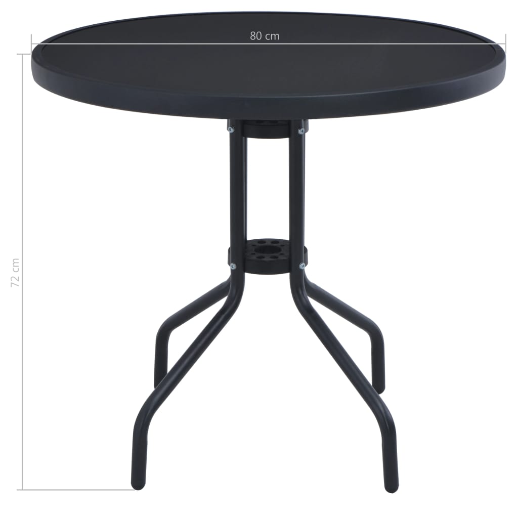Garden Table | Black | Powder coated steel | 80 cm | Durable