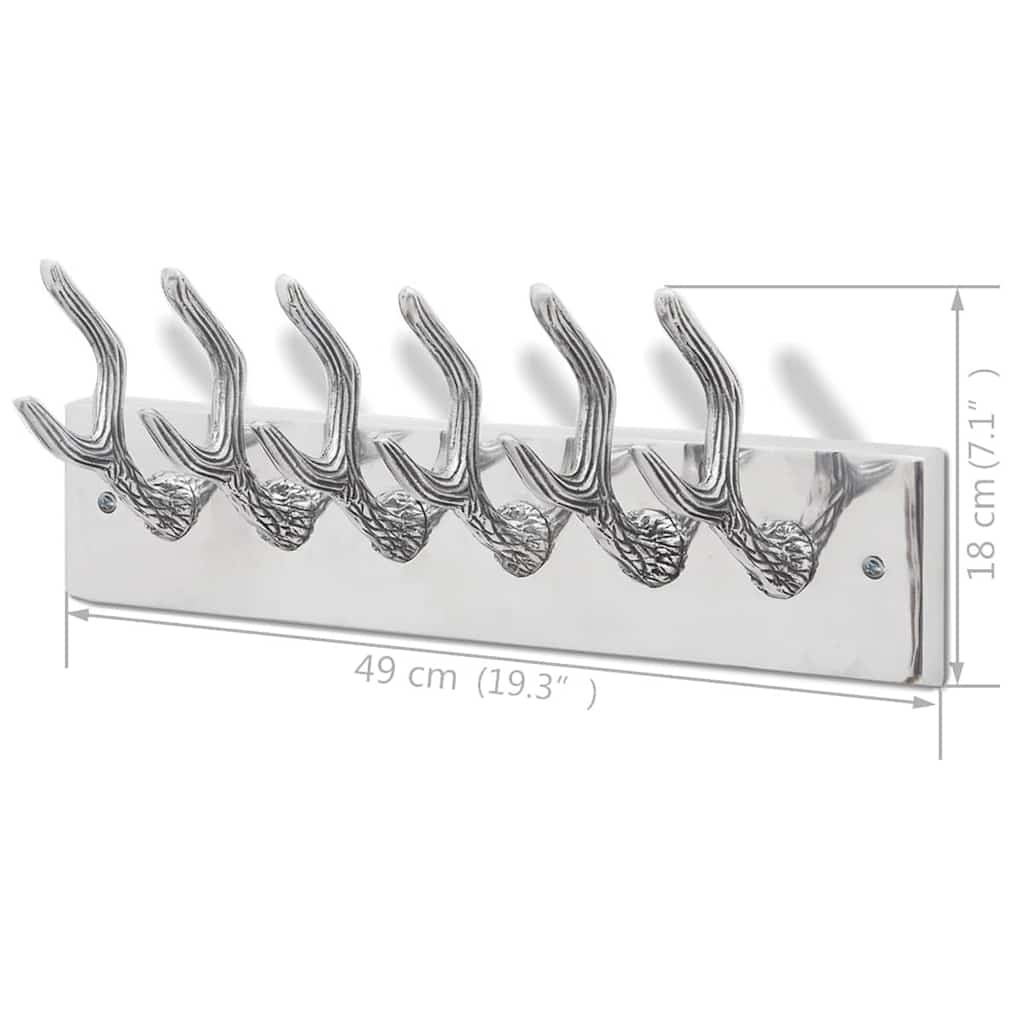 Coat Rack | Set of 4 | Silver | Aluminium | Space-saving | Hooks