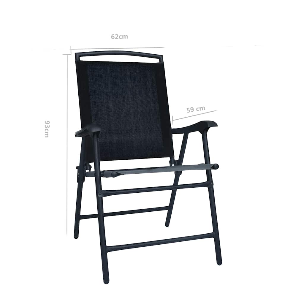 Folding Chairs 2 pcs Texilene Black