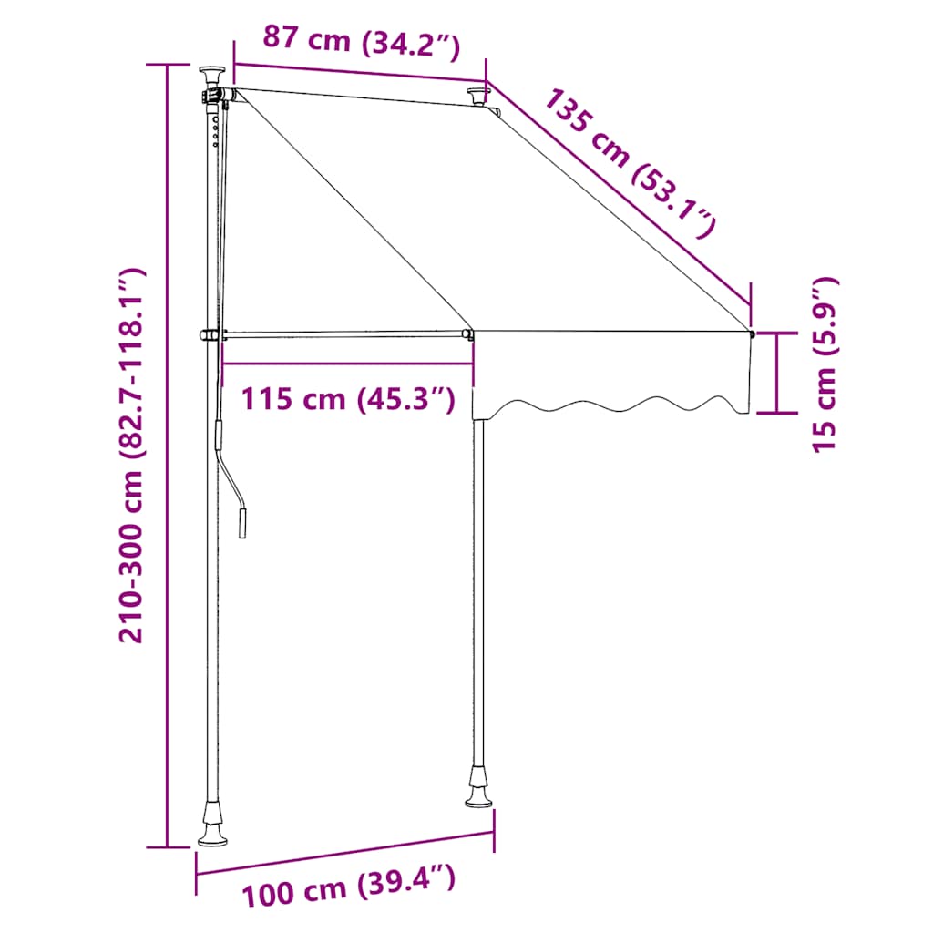 Manual Retractable Awning with LED 100 cm Anthracite
