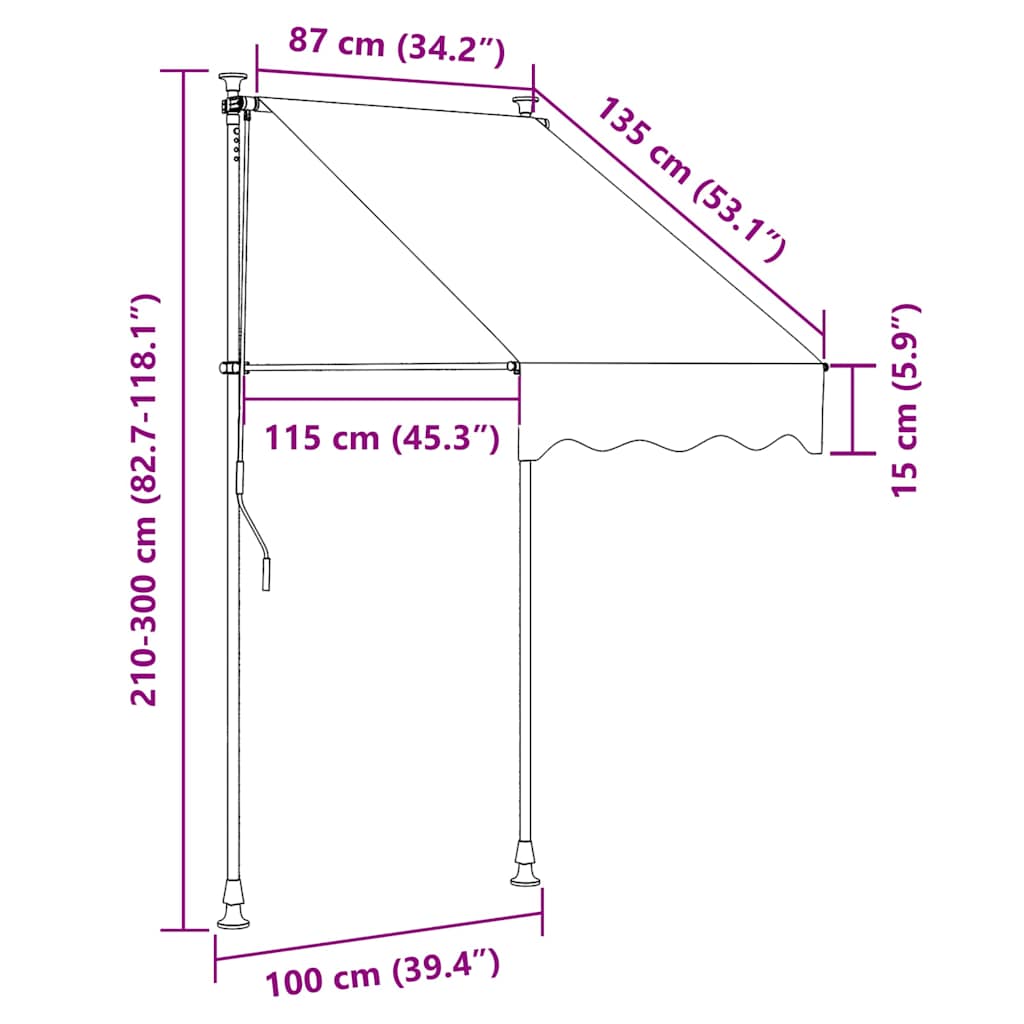 Manual Retractable Awning with LED 100 cm Cream