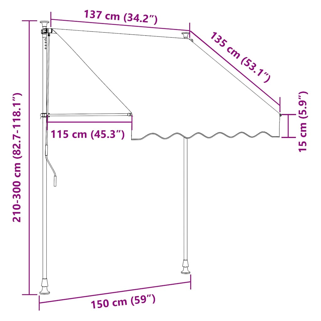 Manual Retractable Awning with LED 150 cm Cream