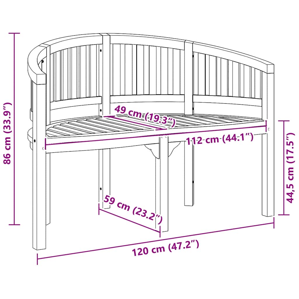 Garden Bench | Natural Teak | Strong Teak Wood | 120 cm long | Durable