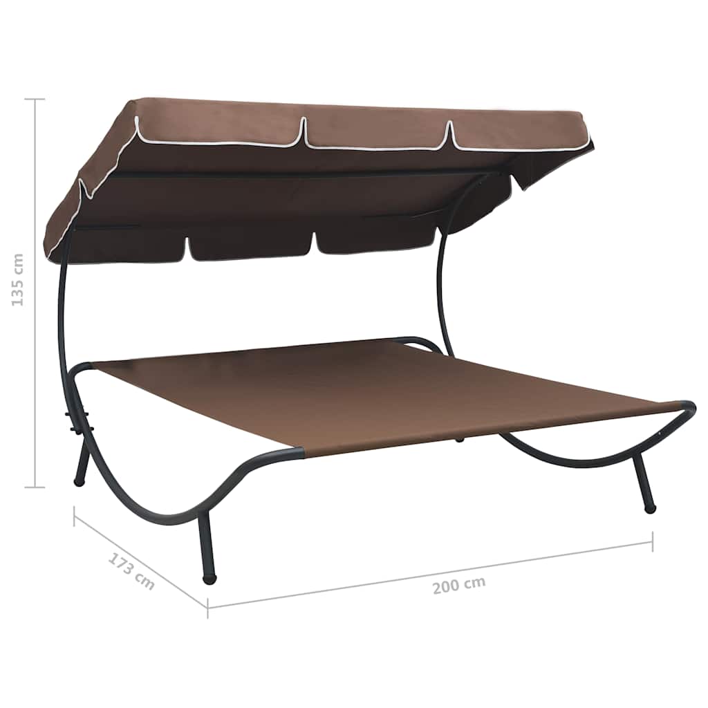 48072 vidaXL Outdoor Lounge Bed with Canopy Brown