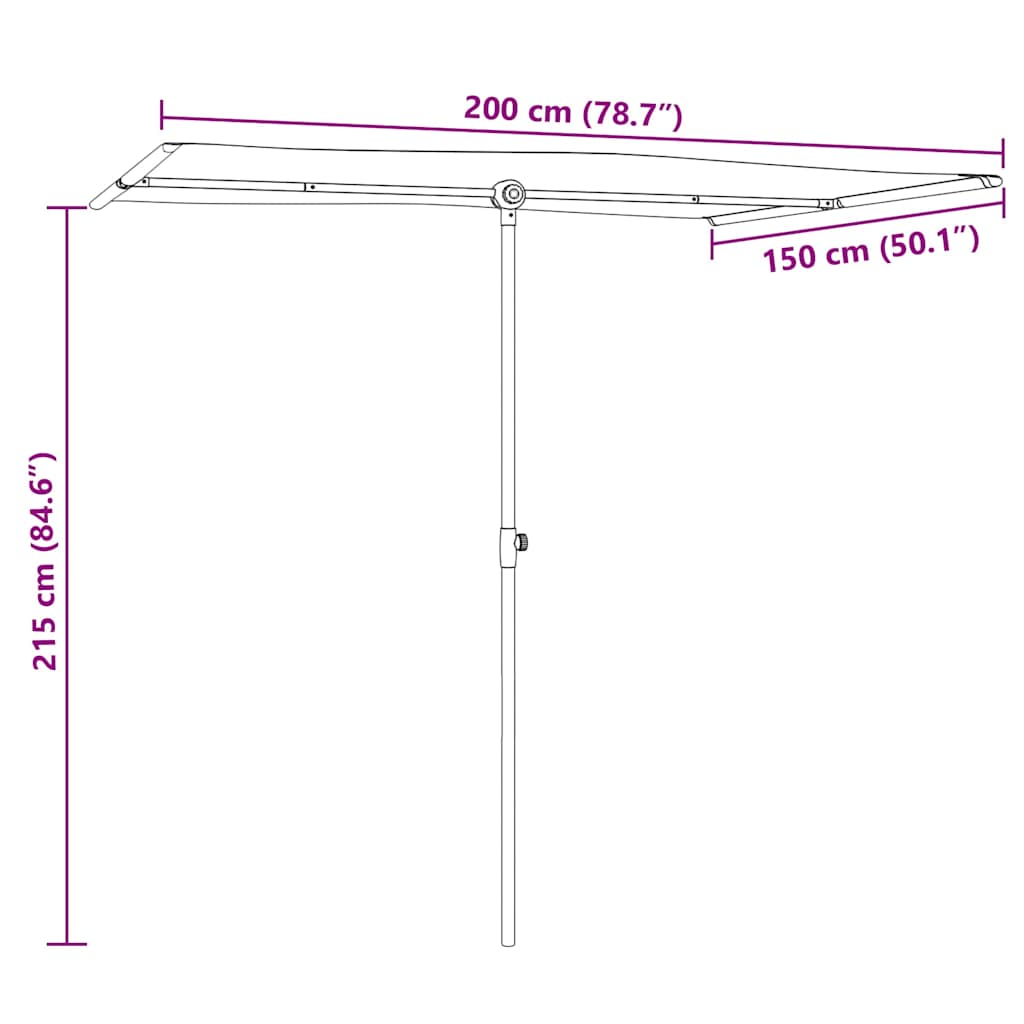 Garden Parasol with Aluminium Pole 2x1,5 m Azure Blue