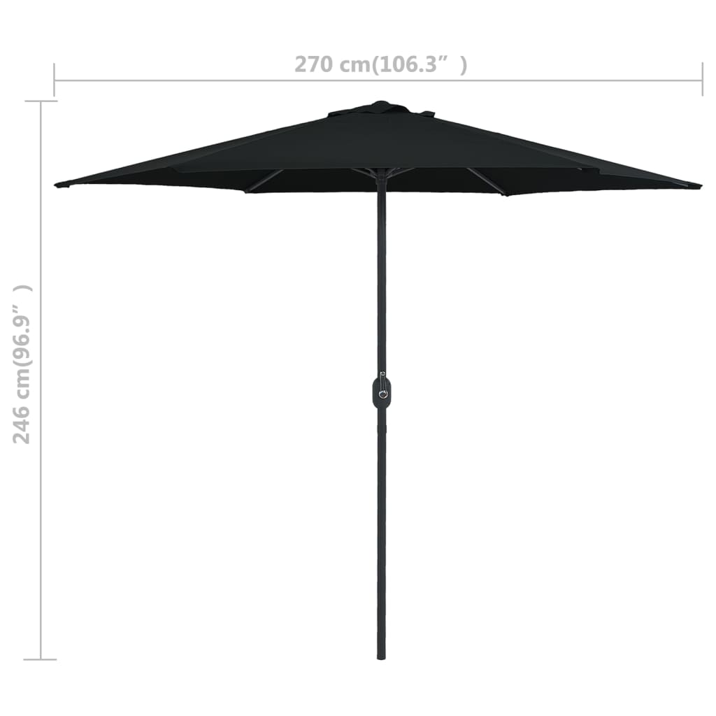 Garden Parasol with Aluminium Pole 270x246 cm Black