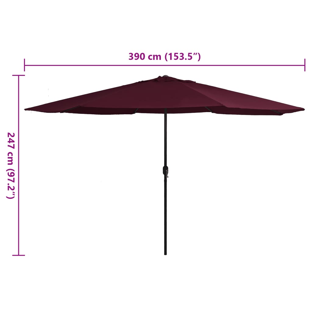Garden Parasol | Bordeaux red | Polyester, Metal | Medium | Foldable