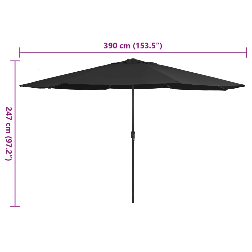 Garden Parasol | Black | Metal, Polyester | Large | Tiltable