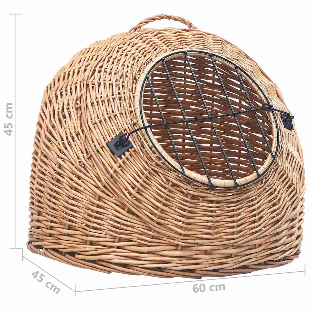 170909 vidaXL Cat Transporter 60x45x45 cm Natural Willow