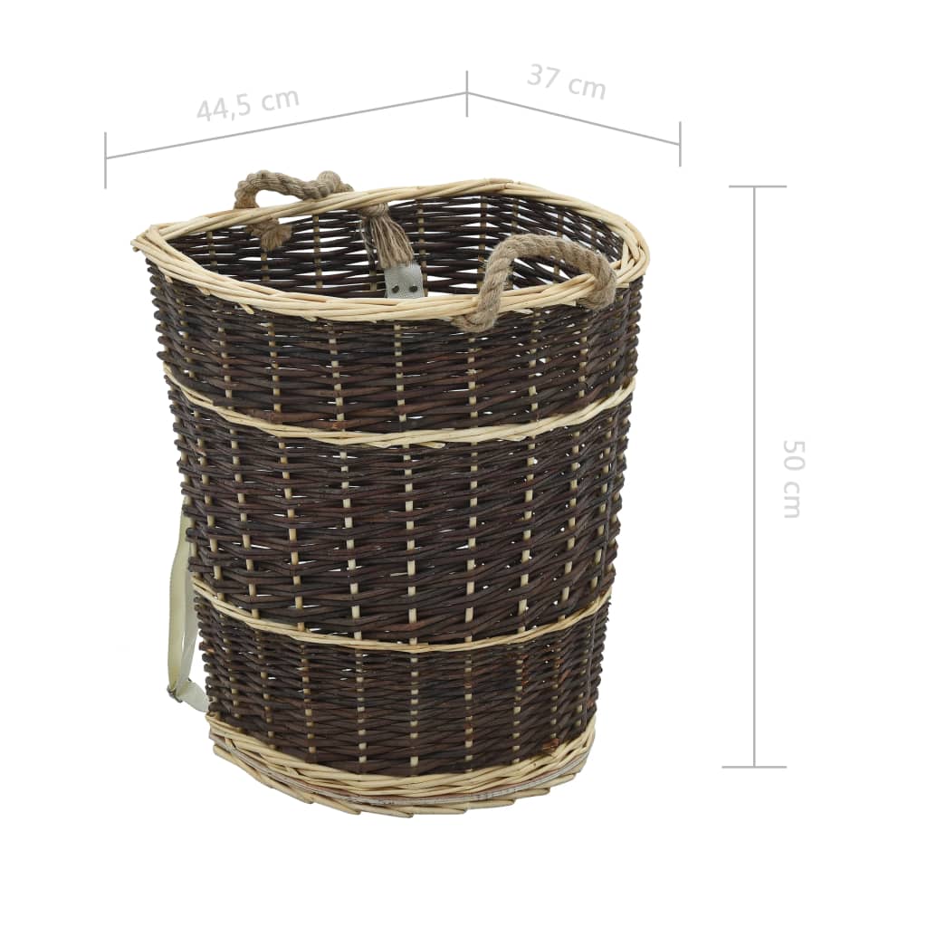 286973 vidaXL Firewood Backpack with Carrying Belts 44,5x37x50 cm Natural Willow