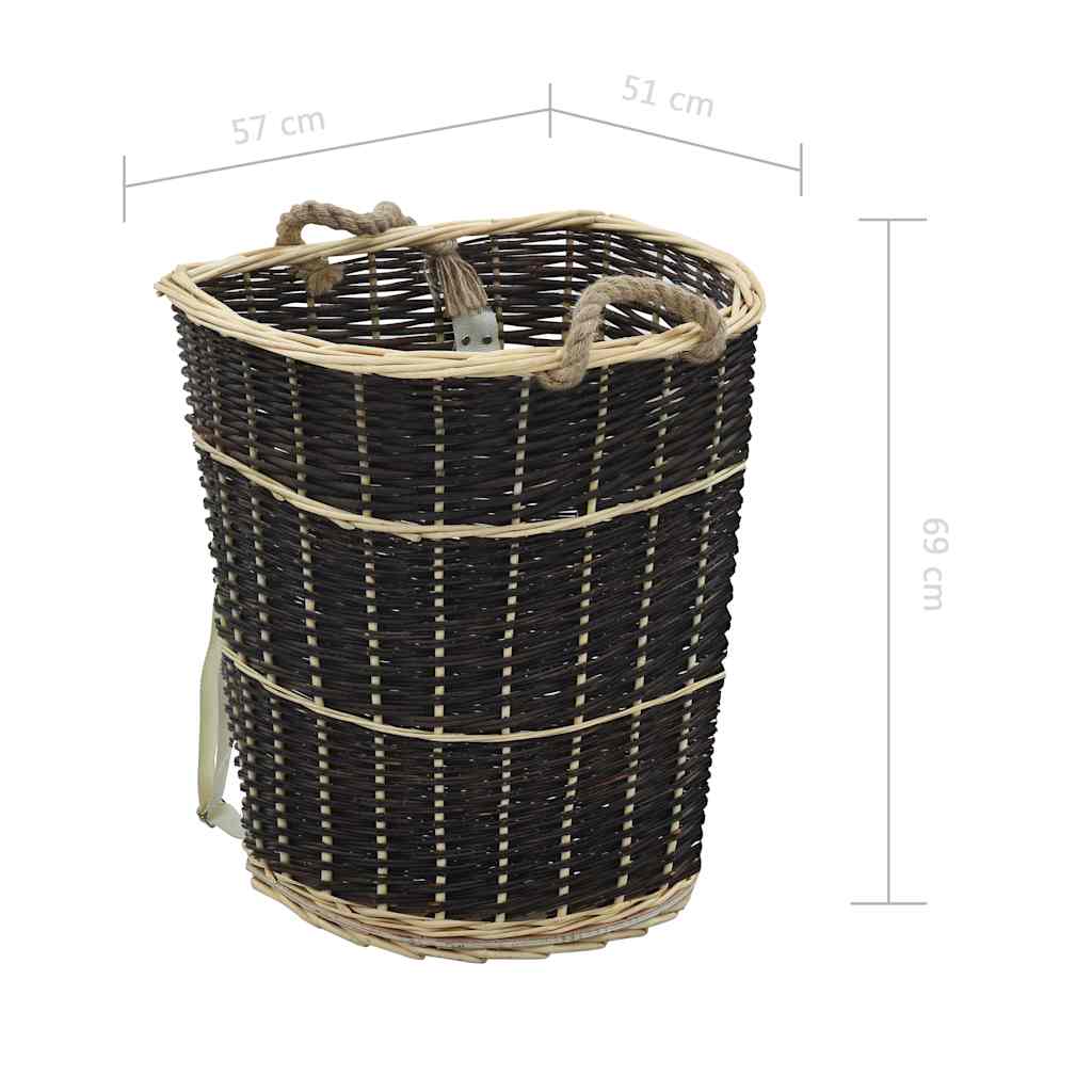 286975 vidaXL Firewood Backpack with Carrying Belts 57x51x69 cm Natural Willow