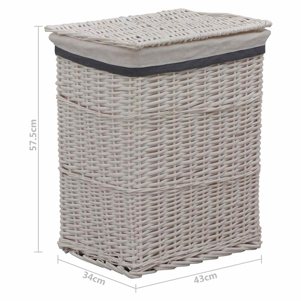 286978 vidaXL Laundry Basket White Willow