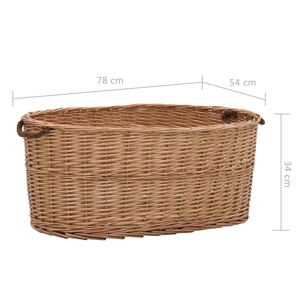 286983 vidaXL Firewood Basket with Carrying Handles 78x54x34 cm Natural Willow