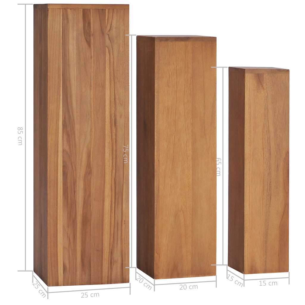 286278 vidaXL 3 Piece Plant Stand Set Solid Teak Wood