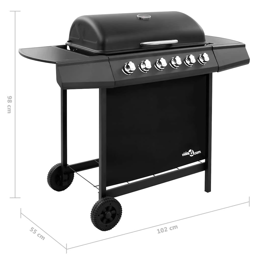 Gas BBQ Grill with 6 Burners Black