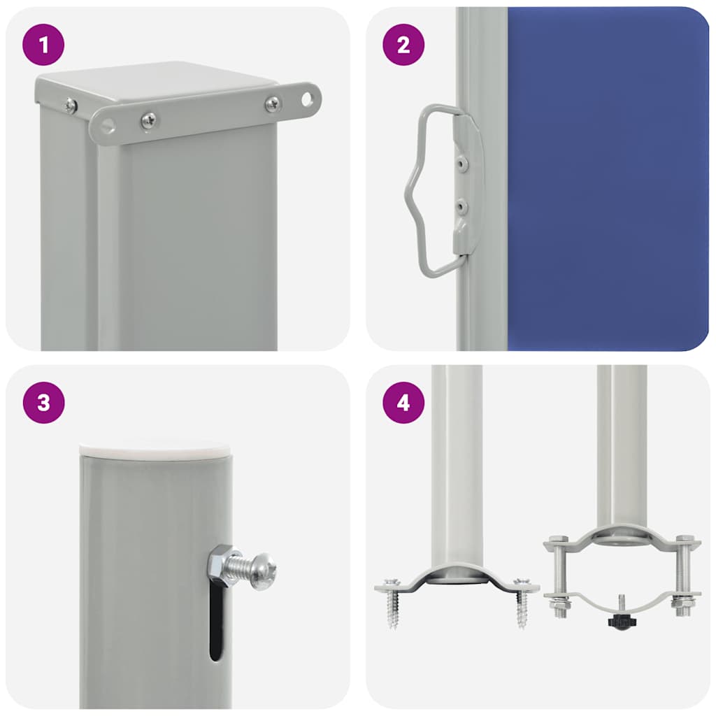 48347 vidaXL Patio Retractable Side Awning 140 x 300 cm Blue