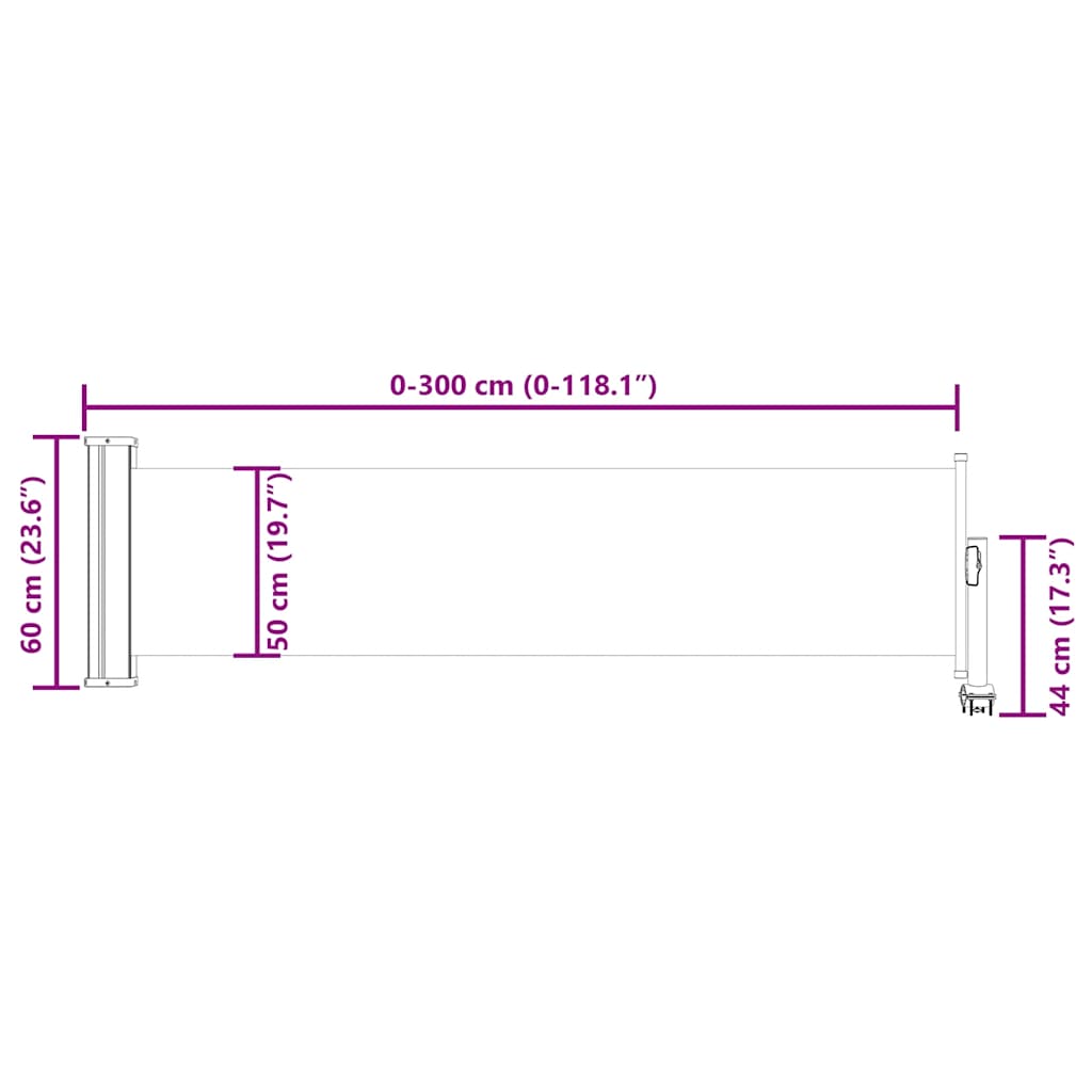 48357 vidaXL Patio Retractable Side Awning 60x300 cm Red