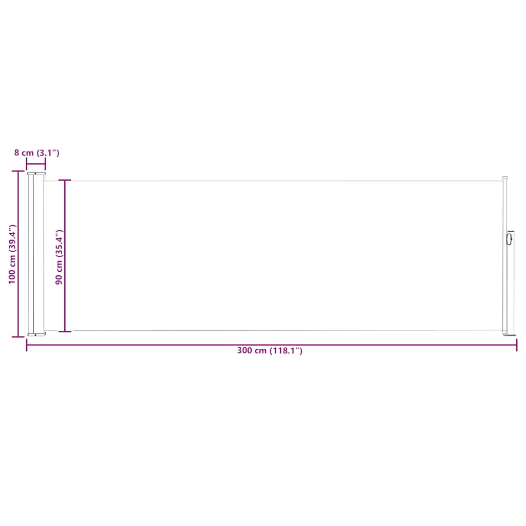 Patio Retractable Side Awning 100x300 cm Red