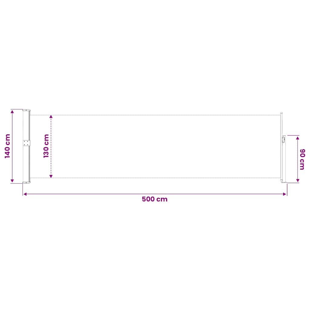 48397 vidaXL Patio Retractable Side Awning 140x500 cm Red