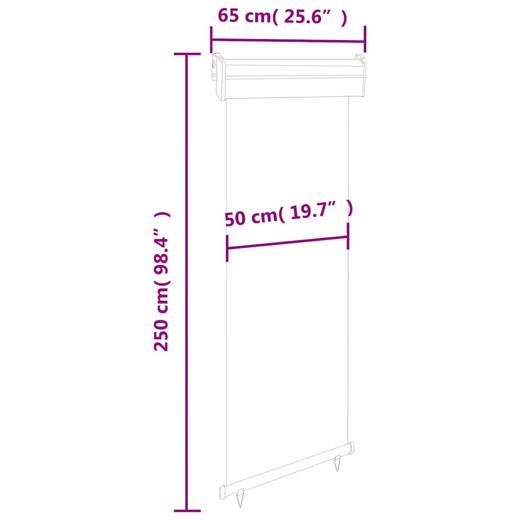 Balcony Side Awning 65x250 cm Black