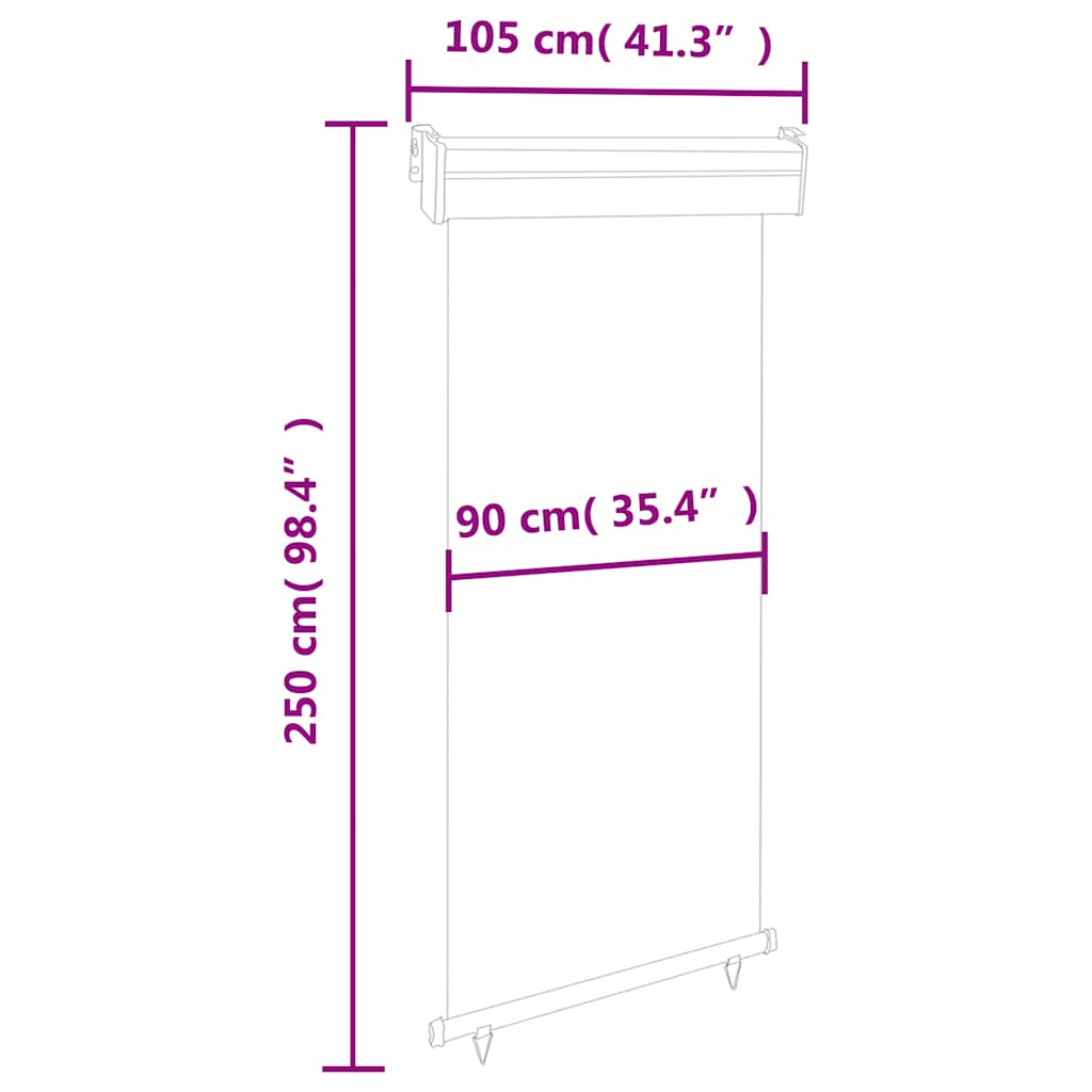 Balcony Side Awning 105x250 cm Black
