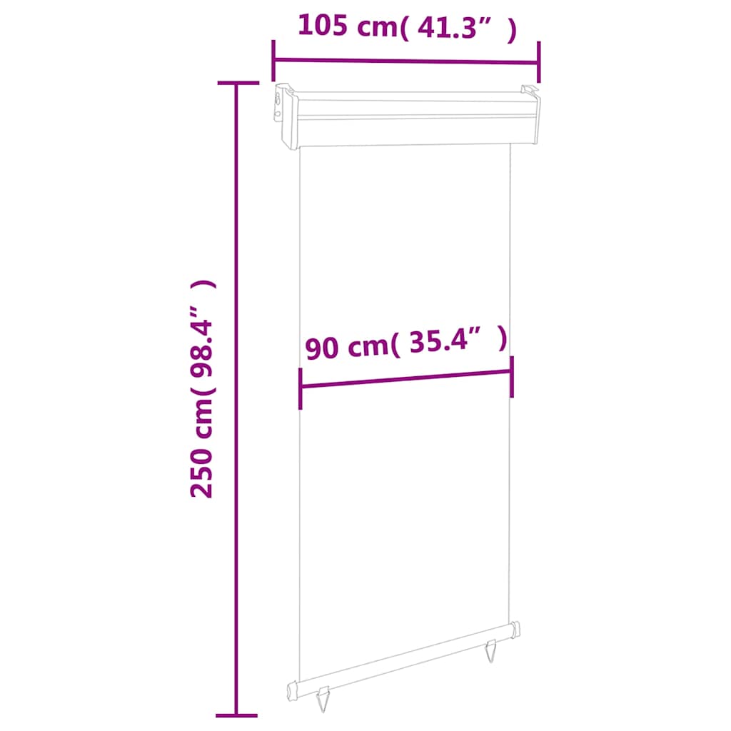 Balcony Side Awning 105x250 cm Grey