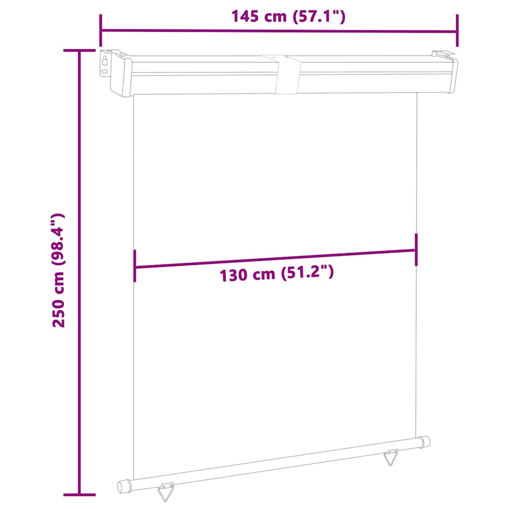 48429 vidaXL Balcony Side Awning 145x250 cm Brown