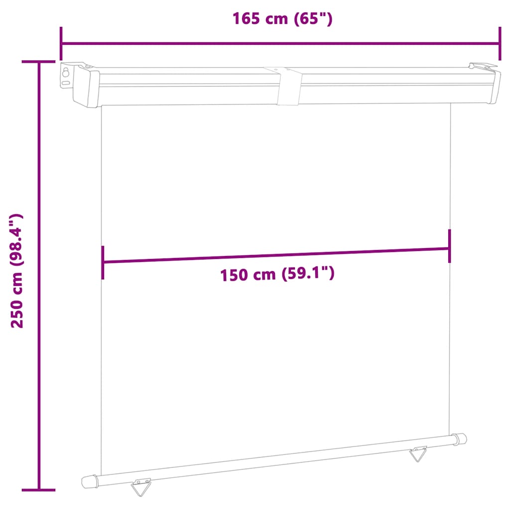 Balcony Side Awning | Black | Steel, aluminium, 100% polyester fabric