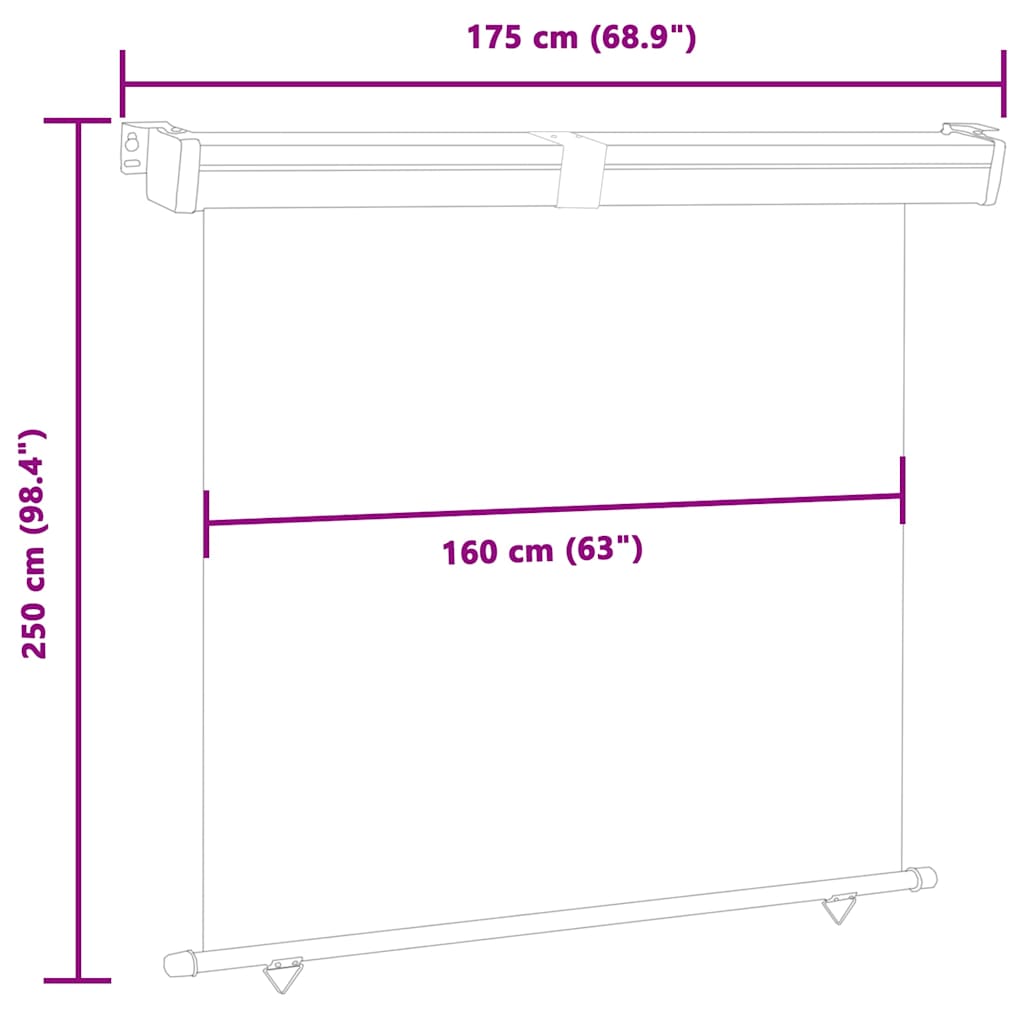 48441 vidaXL Balcony Side Awning 175x250 cm Brown