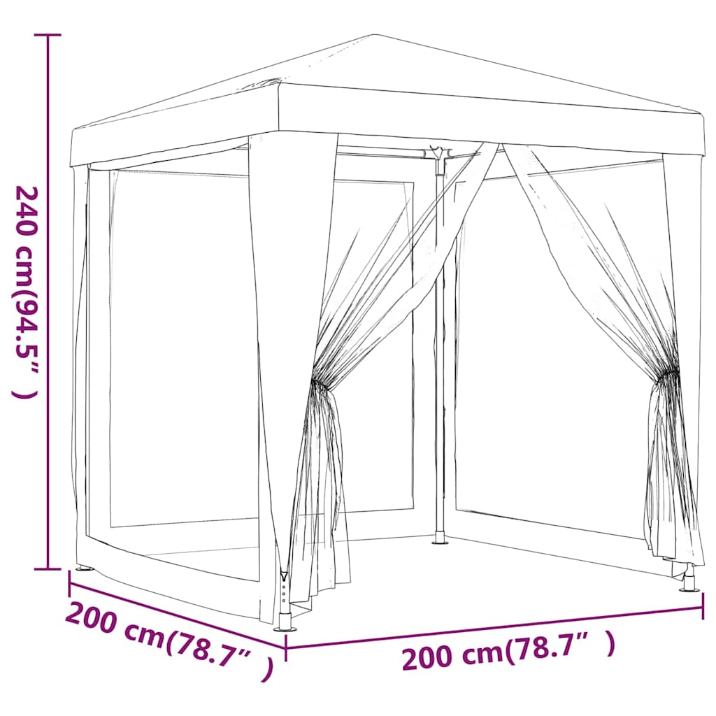 48520 vidaXL Party Tent with 4 Mesh Sidewalls 2x2 m White