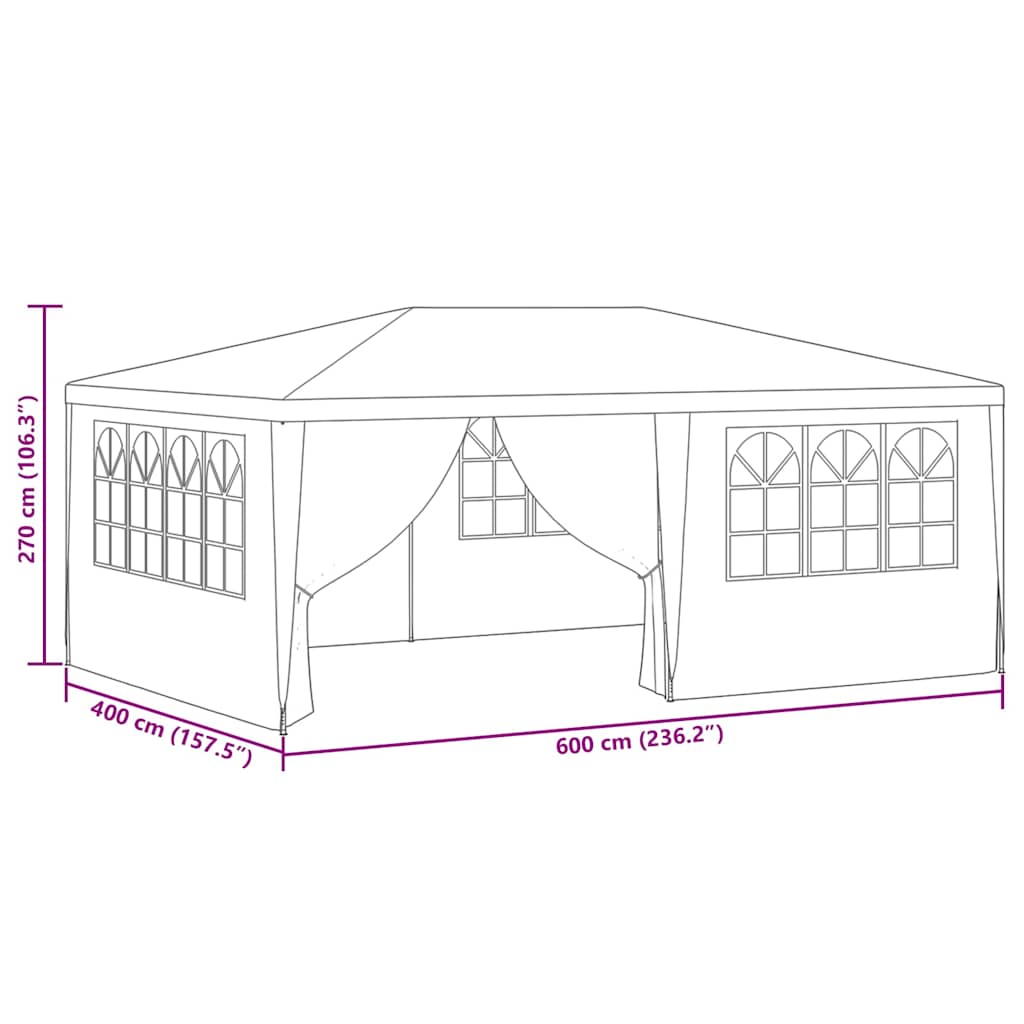 Professional Party Tent with Side Walls 4x6 m Anthracite 90 g/m²