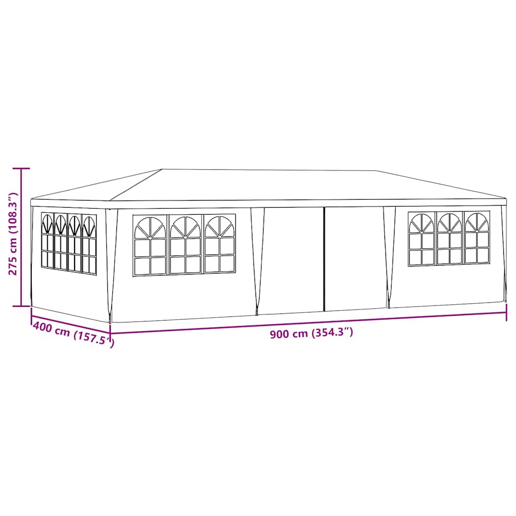Professional Party Tent with Side Walls 4x9 m Green 90 g/m?