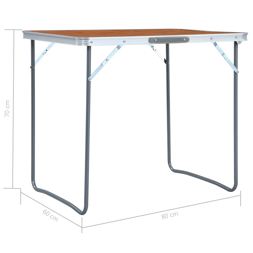 48170 vidaXL Foldable Camping Table with Metal Frame 80x60 cm