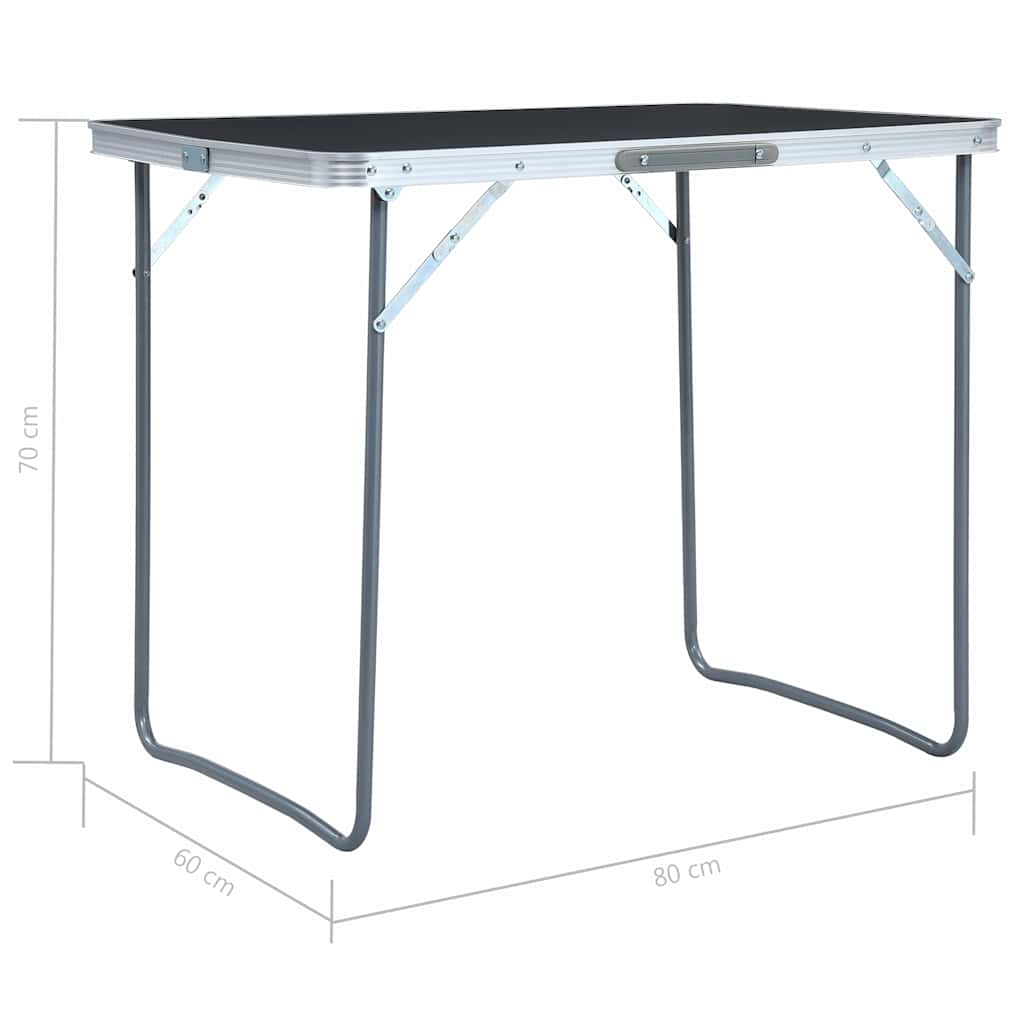 48171 vidaXL Foldable Camping Table with Metal Frame 80x60 cm Grey