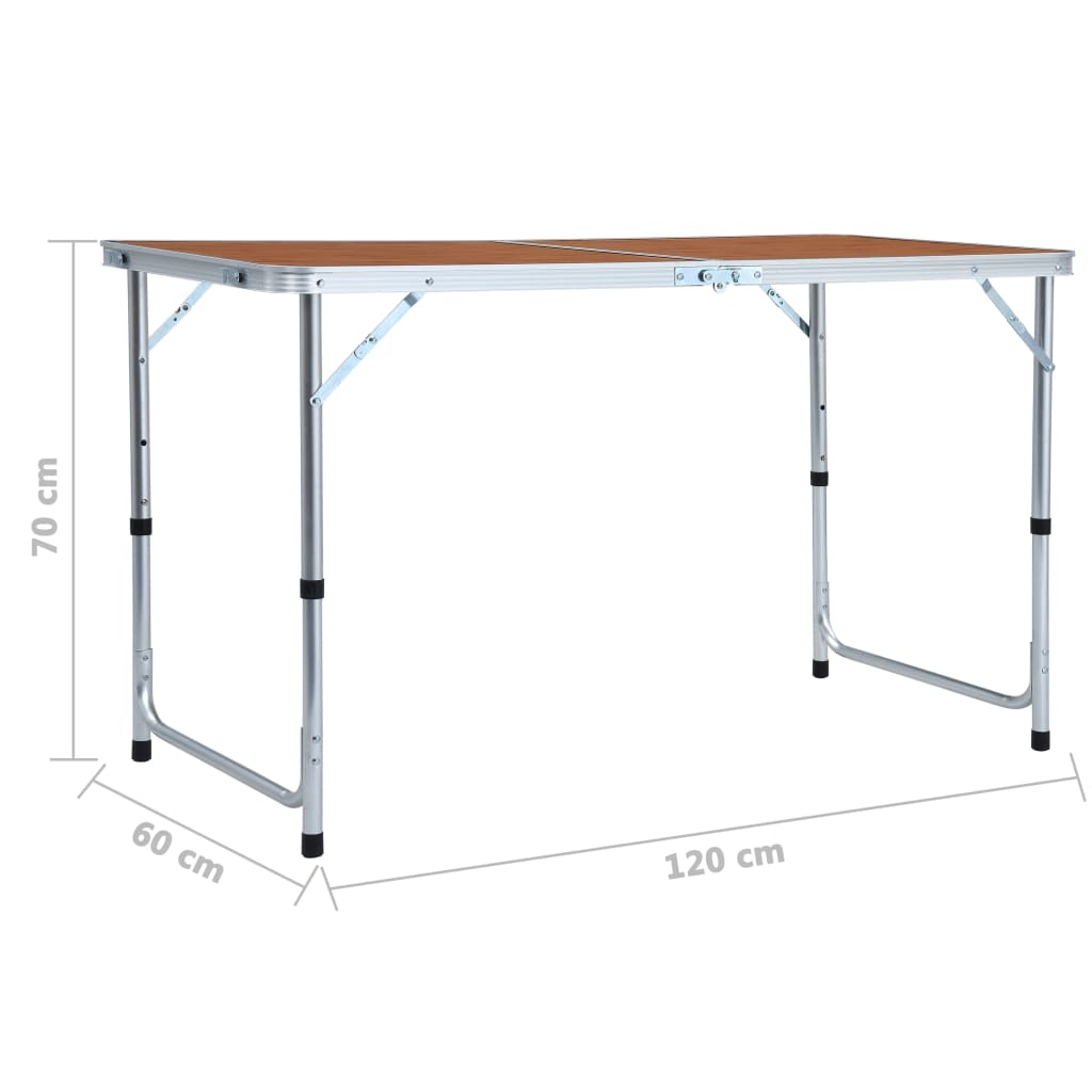 48172 vidaXL Foldable Camping Table Aluminium 120x60 cm