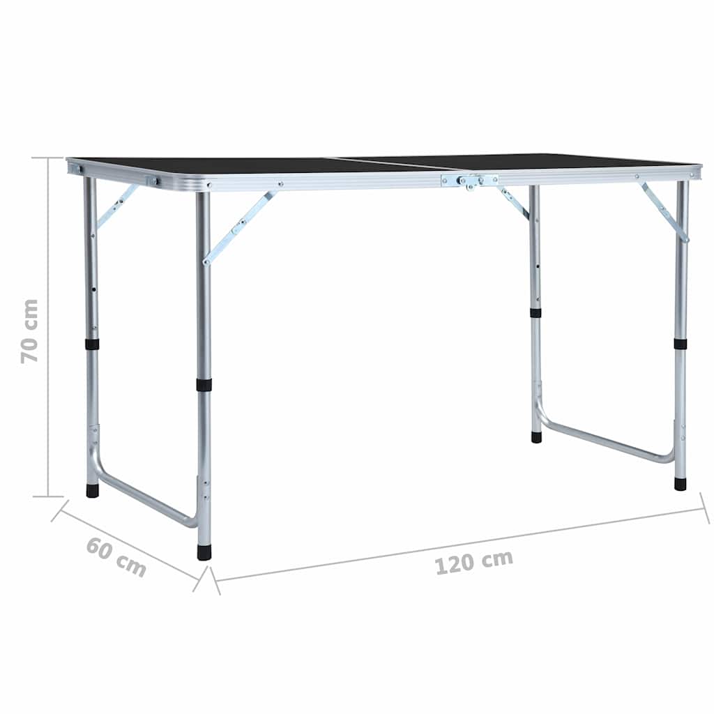 48173 vidaXL Foldable Camping Table Grey Aluminium 120x60 cm