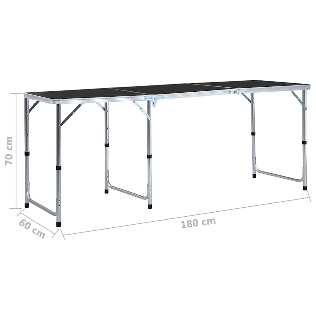 48175 vidaXL Foldable Camping Table Grey Aluminium 180x60 cm