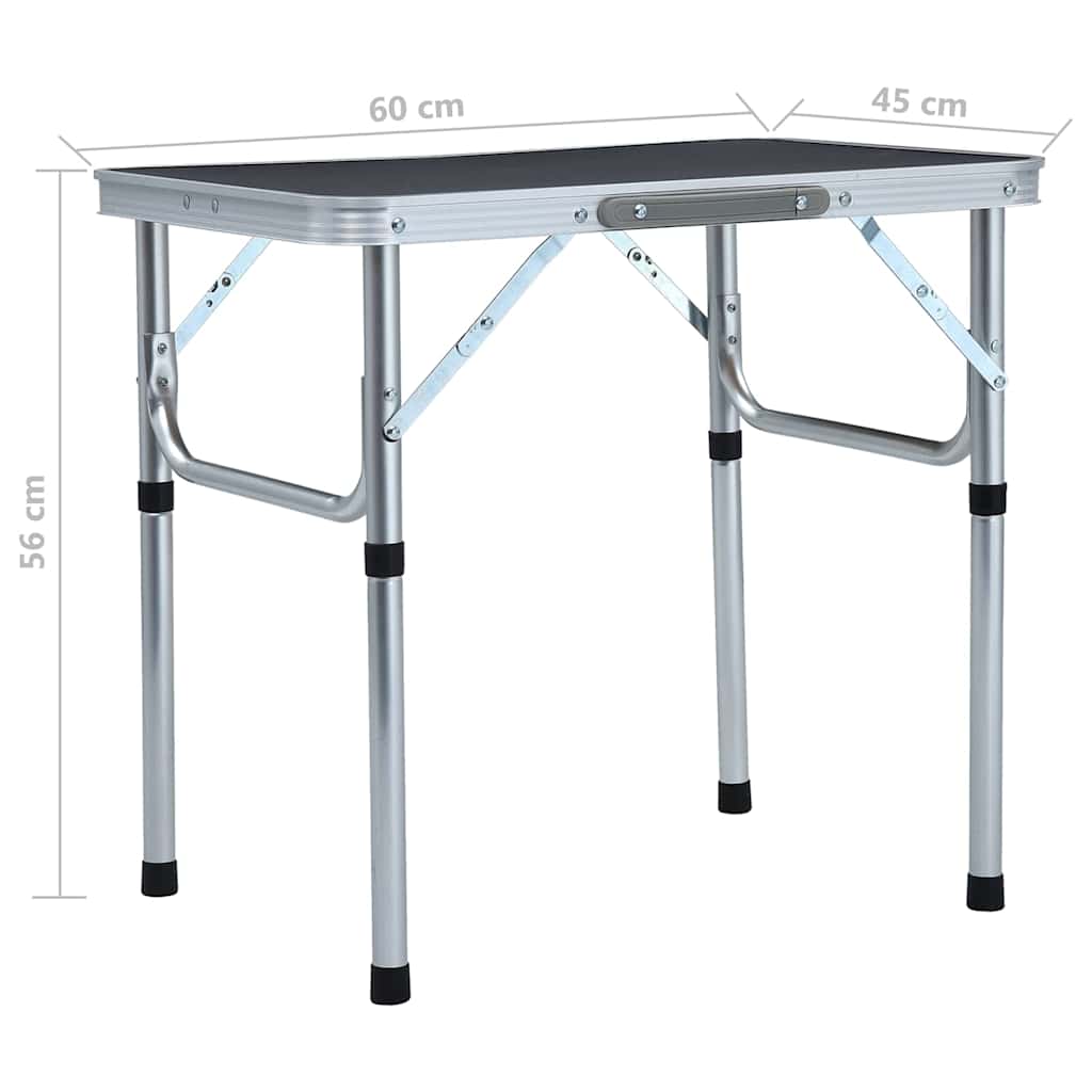 48180 vidaXL Folding Camping Table Grey Aluminium 60x45 cm