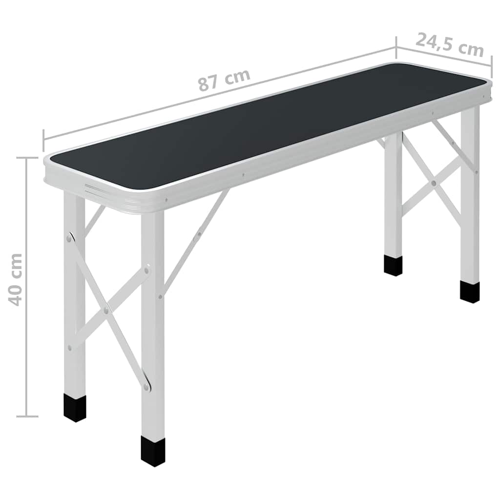 48183 vidaXL Folding Camping Table with 2 Benches Aluminium Grey