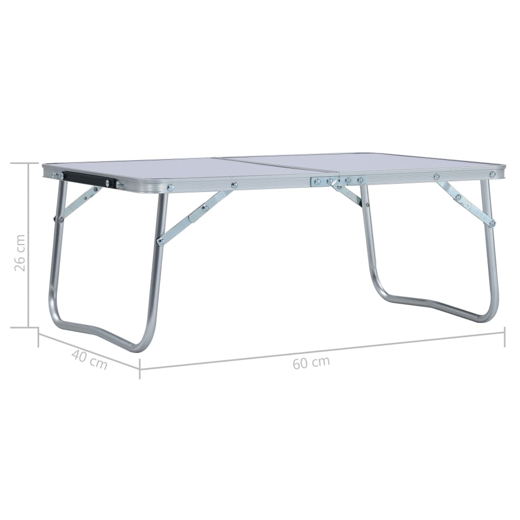 48185 vidaXL Folding Camping Table White Aluminium 60x40 cm