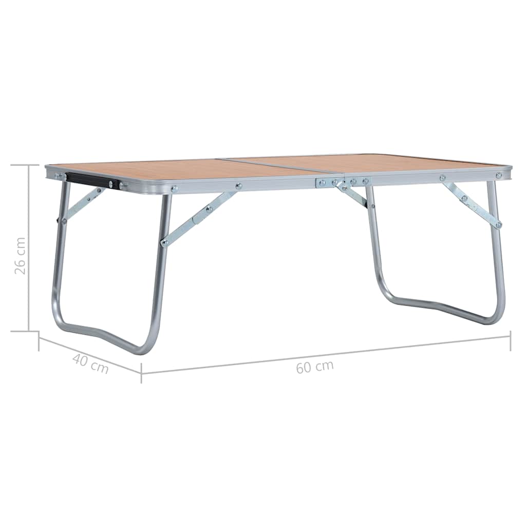 48186 vidaXL Folding Camping Table Brown Aluminium 60x40 cm