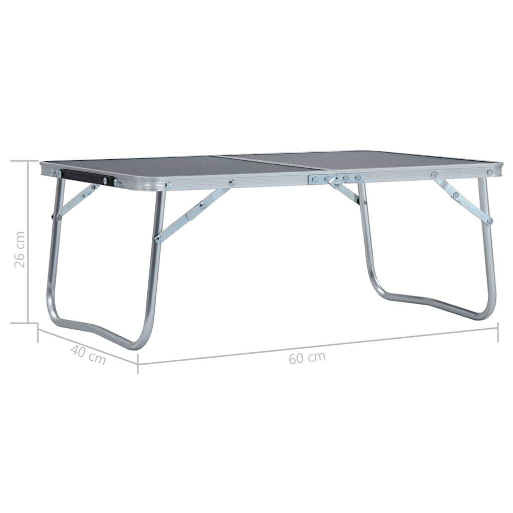 48187 vidaXL Folding Camping Table Grey Aluminium 60x40 cm