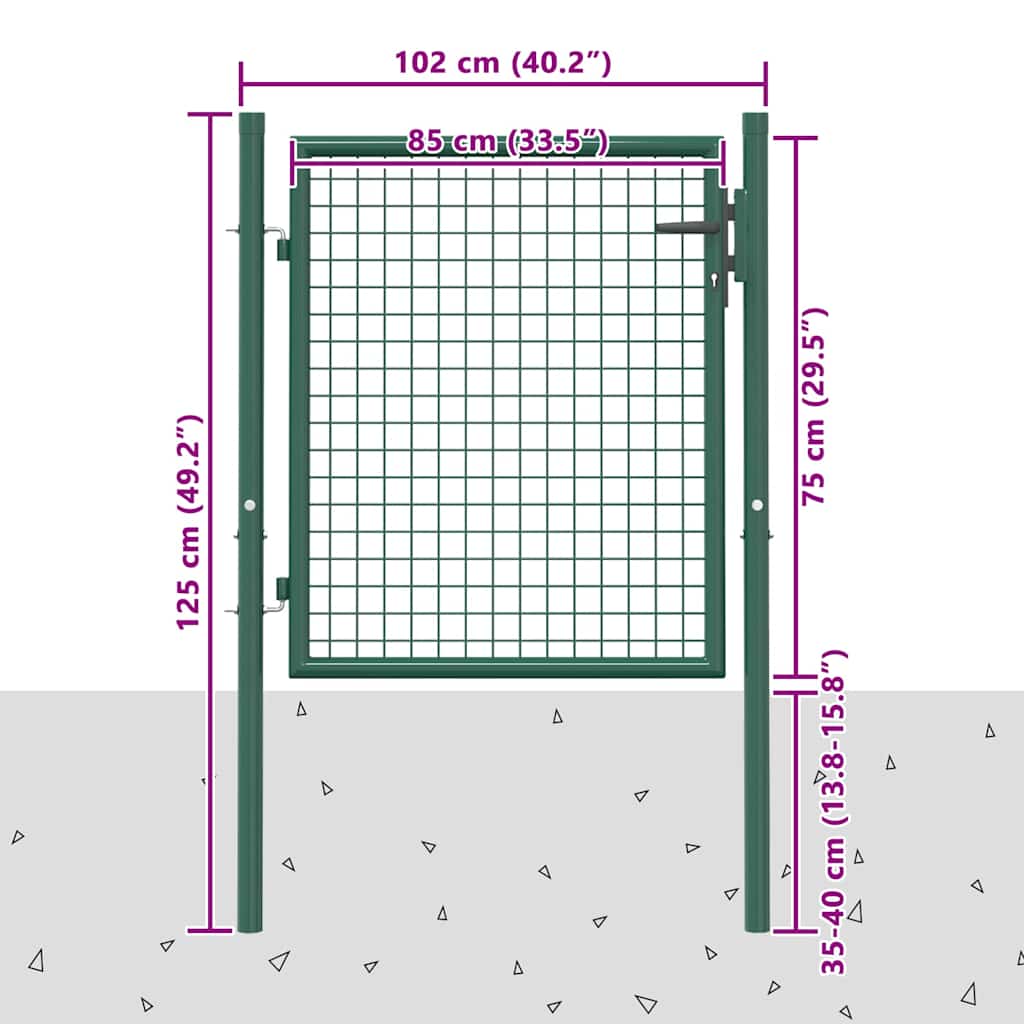Fence Gate Steel 100x75 cm Green