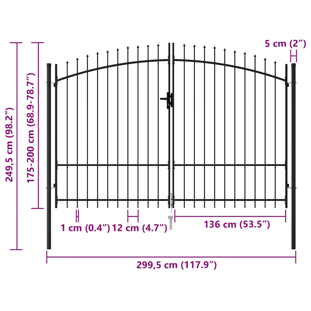 Fence Gate "Woerden" Double Door with Spike Top 299,5x249,5 cm