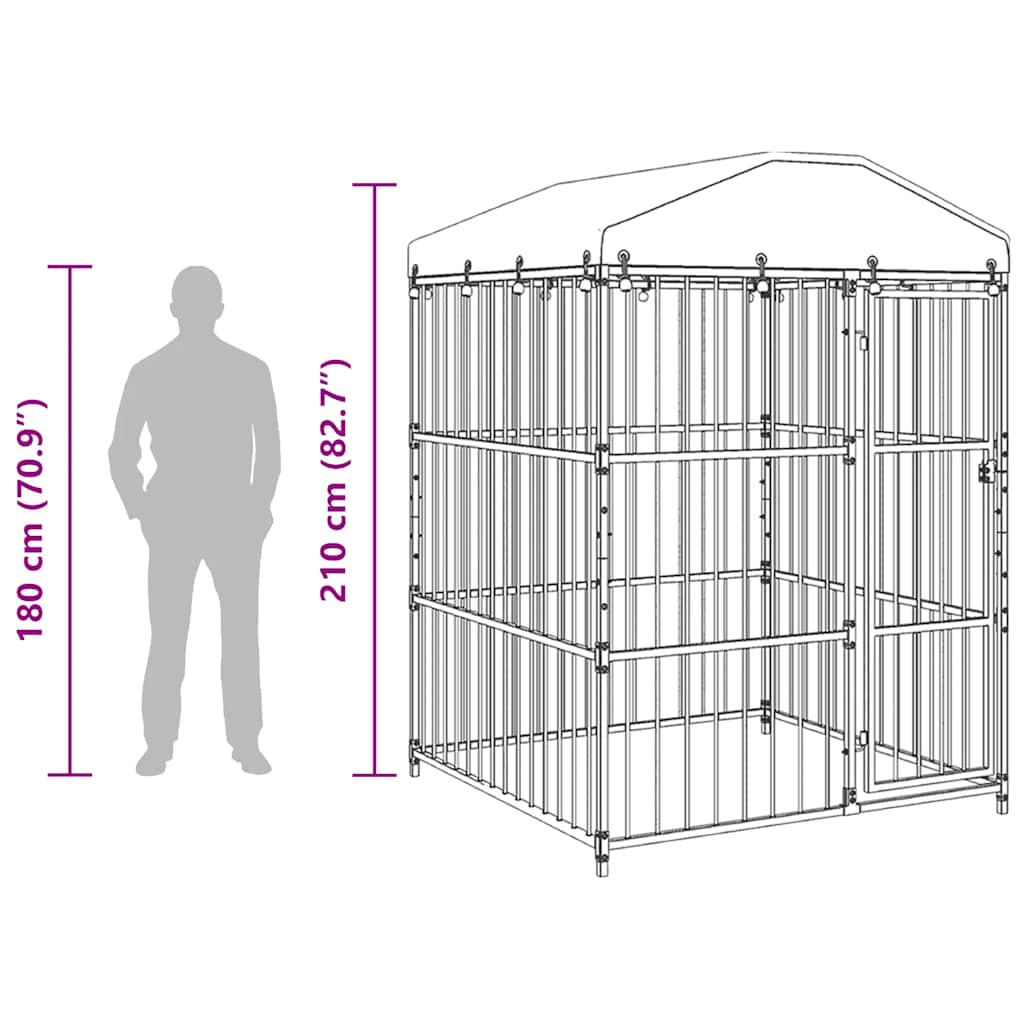 145760 vidaXL Outdoor Dog Kennel with Roof 150x150x210 cm