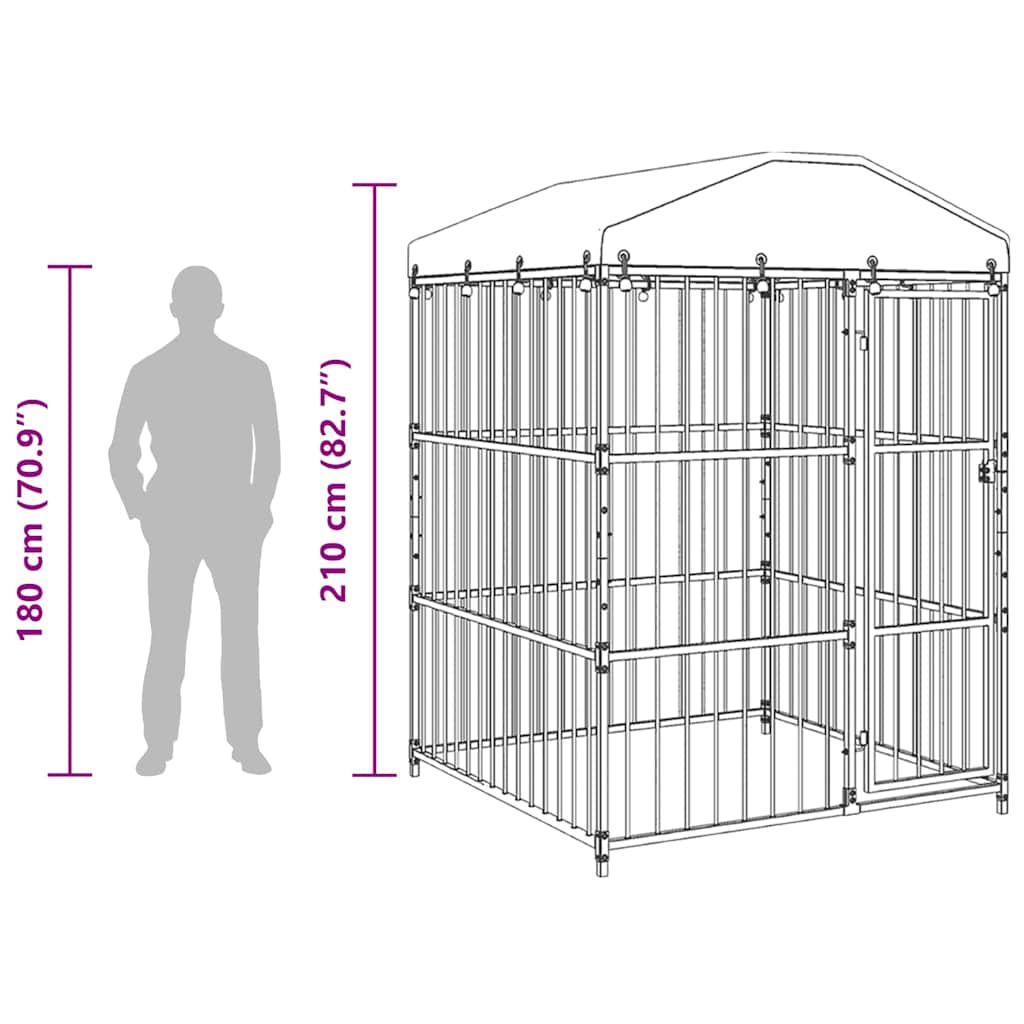 145760 vidaXL Outdoor Dog Kennel with Roof 150x150x210 cm
