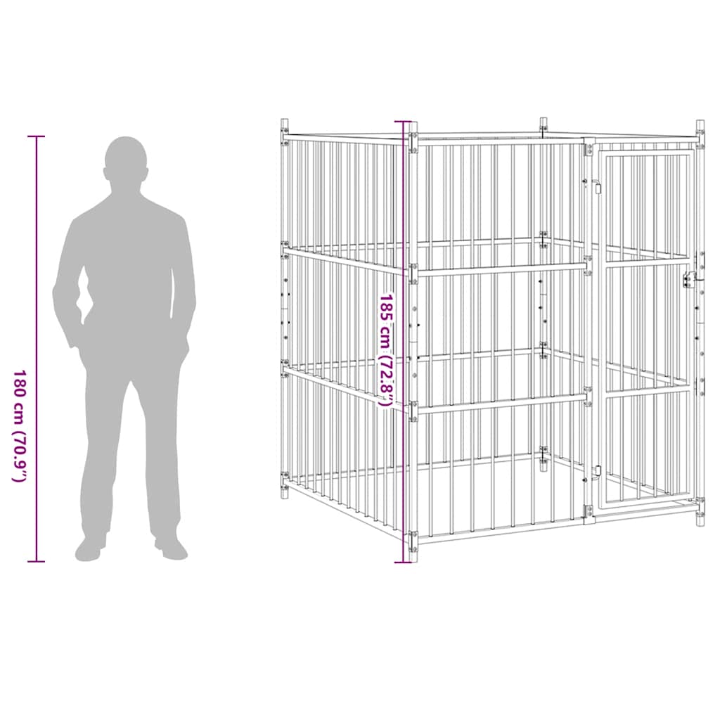 145761 vidaXL Outdoor Dog Kennel 150x150x185 cm