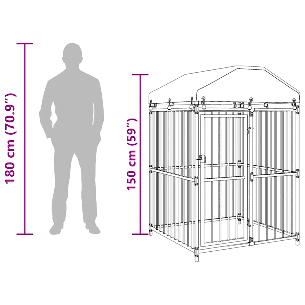 145762 vidaXL Outdoor Dog Kennel with Roof 120x120x150 cm