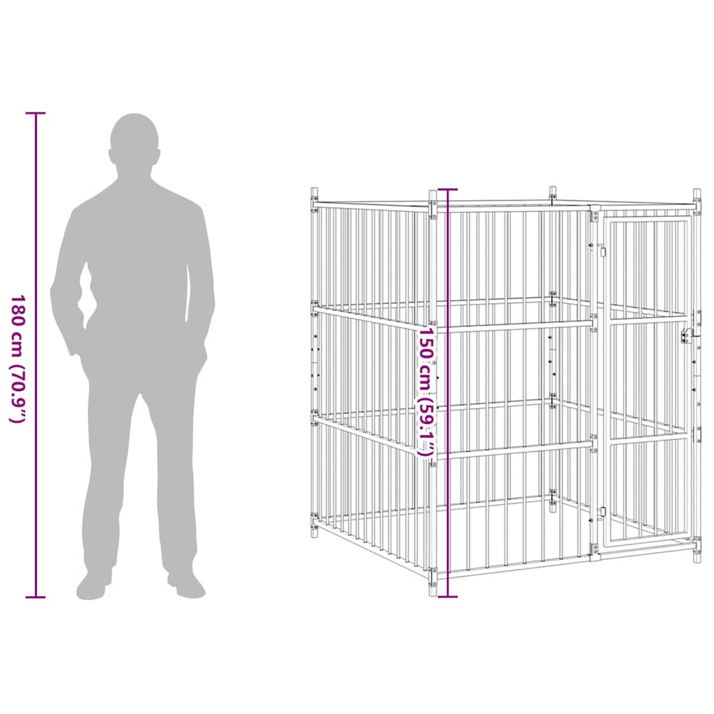 145763 vidaXL Outdoor Dog Kennel 120x120x150 cm