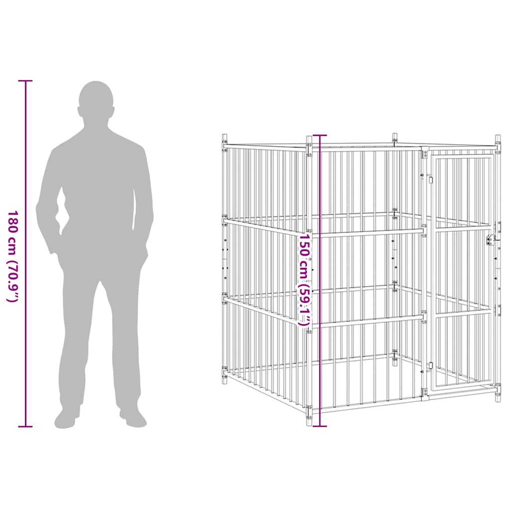 145763 vidaXL Outdoor Dog Kennel 120x120x150 cm